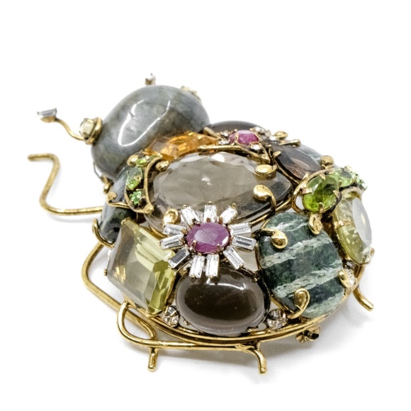 C&D JEWELRY Vintage Costume Large Ant Insect Bug Gem Brooch Pin Iradj Moini - Picture 4 of 12